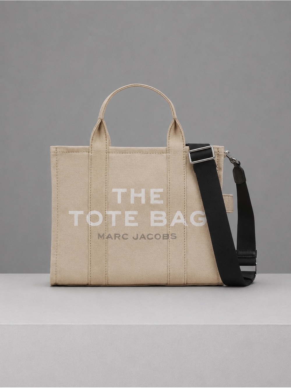 Marc Jacobs Beige Canvas Tote with Black Adjustable Strap
